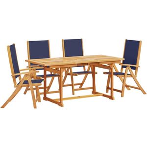 vidaXL Tuinset - Tuinsets - Loungeset - Tuintafel - 5-delige Tuinset massief acaciahout en textileen