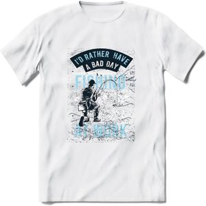 A bad Day Fishing - Vissen T-Shirt | Blauw | Grappig Verjaardag Vis Hobby Cadeau Shirt | Dames - Heren - Unisex | Tshirt Hengelsport Kleding Kado - Wit - XXL