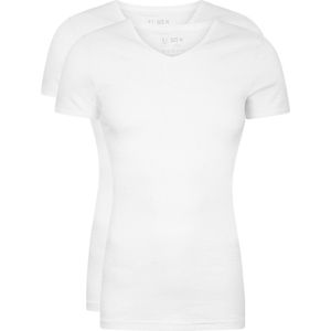 RJ Bodywear Everyday - Leeuwarden - 2-pack - T-shirt V-hals - wit rib -  Maat L