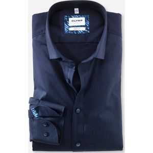 OLYMP Level 5 body fit overhemd - marine blauw (contrast) - Strijkvriendelijk - Boordmaat: 38