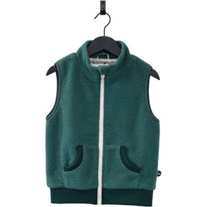 Ducksday - fleece bodywarmer voor kinderen - teddy sherpa - unisex - Donkergroen - maat 158/164