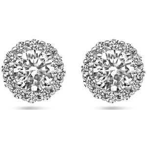 Zilver Gerhodineerd Oorknoppen Zirkonia Halo 1338730