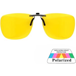 Fako Sunglasses® - Clip On Voorzet Zonnebril Metal - Overzet Clip-on - Polariserend - Polarized - Large - 130x43mm - Night Vision - Geel