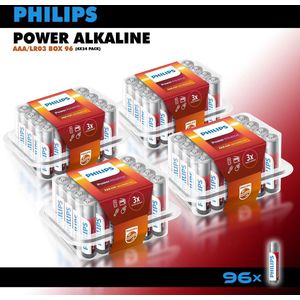 Philips Alkaline Power batterijen - AAA potlood batterijen - XL voordeelverpakking - 96 stuks