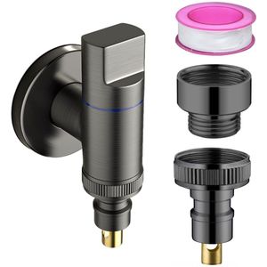 REFTTENW Wasmachinekraan Universeel – Inclusief Installatiegereedschap, Waterstopkraan & Waterslagdemper – Voor Wasmachine Ombouw Gunmetal Grijs