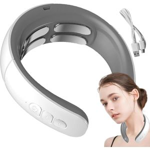 Draagbaar nekmassageapparaat met warmte - Verlicht nekongemak - Oplaadbare nekstimulator met cervicale massage .