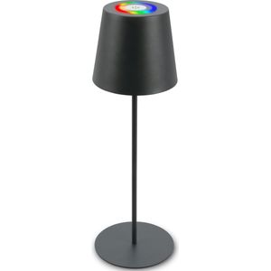 BRILONER - Snoerloze tafellamp - Touch - RGB+W licht - In hoogte verstelbaar - Verwisselbare batterij - Verwisselbare voet - Ø36 x 10,5 cm - Antraciet