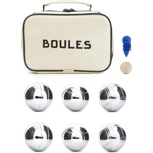 Kikkerland Jeu de Boules Set - 6 Ballen - Zilver - Buitenspeelgoed - Voor volwassenen - Large