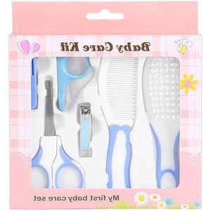 Handige Dagelijkse Baby Nail Clipper Schaar Haar Borstel Kam Manicure Care Kit voor Pasgeboren Baby Peuter Kinderen - Blauw