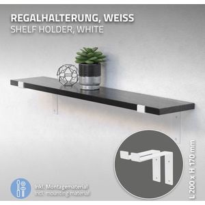 Plankdrager 2 stuks 20x4x14,5 cm wit metaal 5 mm gat ML design