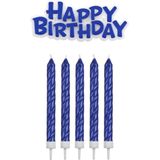 PME Verjaardagskaarsjes Happy Birthday Blauw pk/17