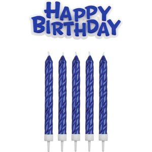 PME Verjaardagskaarsjes Happy Birthday Blauw pk/17