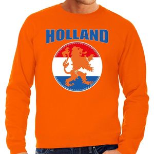 Grote maten oranje fan sweater voor heren - Holland met oranje leeuw - Nederland supporter - EK/ WK trui / outfit XXXL