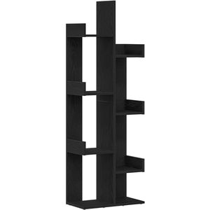 vidaXL - Boekenkast - Zwart - Eiken - 48x25,5x140 - cm - Gelamineerd - Hout