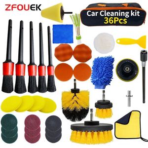 ItsIn® - Auto Reinigingsset - 36 Stuks - Professionele en Multifunctionele Auto Schoonmaken KIT - Schrobboor Met Details Borstelset - Airconditioner - Ventilatieopeningen - Handdoekpolijstmachine - Auto Detaillering Tools -