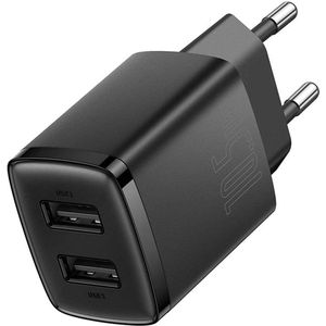 Baseus: Adapter met 2 USB Poorten - 10.5W - Zwart