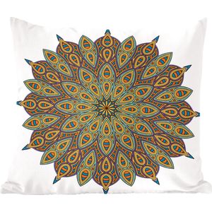 Sierkussens - Kussen - Mandala met bladvorm - 45x45 cm - Kussen van katoen