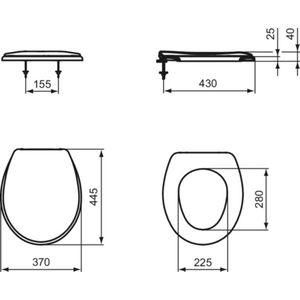 Ideal Standard Contour 21 WC-bril met stangscharnier, wit, K712101