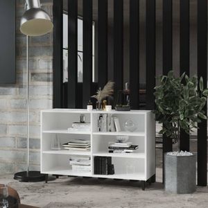 The Living Store Boekenkast - Industriële stijl - 6 schappen - Wit - 103.5 x 35 x 70 cm