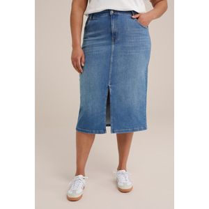 WE Fashion Dames high rise denim rok - Curve