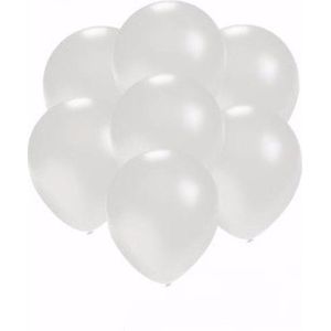 Kleine metallic witte ballonnen 75 stuks - Feestartikelen en versieringen in het wit