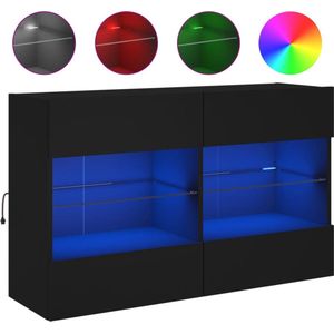 vidaXL - Tv-wandmeubel - met - LED-verlichting - 98,5x30x60,5 - cm - zwart