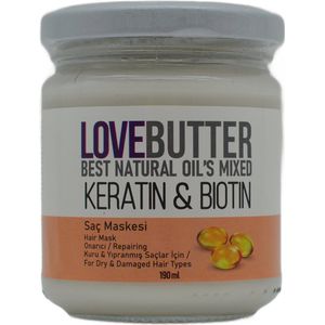 Love Butter Keratine & Biotine Haarmasker 190 ml - Herstel voor Droog en Beschadigd Haar