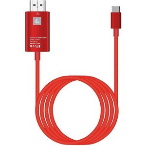 DrPhone USB-C naar HDMI Adapterkabel - 4K 60Hz -1080P HD HDTV Adapter - USB3.1 HDMI-kabel - Rood