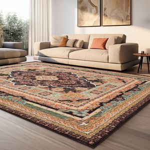 Vintage tapijt, 160 x 230 cm, woonkamer, eetkamer, hal, woonkamer, laagpolig tapijt, zacht tapijt voor slaapkamer, eetkamer