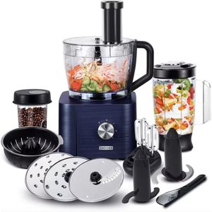 Keukenmachine - Alles in 1 Keukenmachine - Multifunctionele Keukenmachine - Vleesmolen - Garde - Kneder - Shredder - Sinaasappelpers - Hakselaar - Blender - 1100W - Blauw