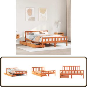 vidaXL Bedframe zonder matras massief grenenhout wasbruin 150x200 cm