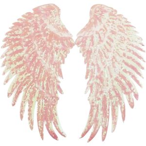 Vleugel Engel Paillette Vleugels XXL Strijk Embleem Patch Set Rosé 17 cm / 33.5 cm / Rosé Roze