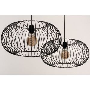 Lumidora Hanglamp 31065 - CHELSEA - 2 Lichts - E27 - Zwart - Metaal