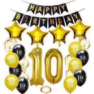 Joya Beauty® 10 jaar verjaardag feest pakket | Versiering Ballonnen voor feest 10 jaar | Tien Versiering | Ballonnen slingers opblaasbare cijfers 10