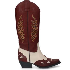 Sacha - Dames - Rode cowboylaarzen met leopard details - Maat 42