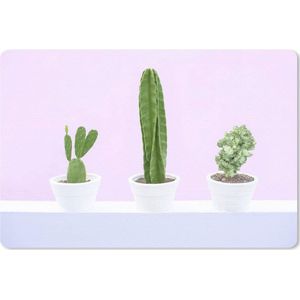 Bureau mat - Drie cactussen op een roze achtergrond - 60x40