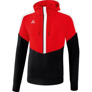 Erima Squad Sweatshirt Met Capuchon Kind Rood-Zwart-Wit Maat 164