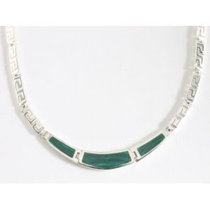 Hoogglans zilveren collier met malachiet
