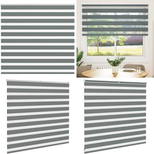 vidaXL Zebra rolgordijn 160x100 cm stofbreedte 155,9 cm donkergrijs - Zebra Jaloezie - Zebra Jaloezieën - Zebra Rolgordijn - Dubbel Rolgordijn
