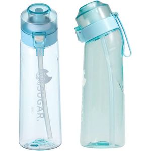 Geurwater Drinkfles ReNew - 650ml Blauw - Inclusief 2 Air Pods - BPA vrij – Tritan – Vegan – 0% Suiker - Water Up - Met Schoonmaakborstel – Beginnerskit – Met Rietje – Smaak