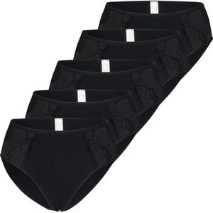 Nina von C 5-pack - dames maxi-taille slip kant - 38 - Zwart