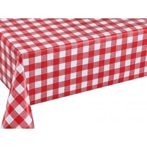 Buiten tafelkleed/tafelzeil boeren ruit rood/wit 140 x 220 cm rechthoekig - Tuintafelkleed tafeldecoratie met ruitjes