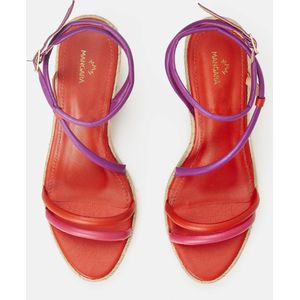 Mangará Romã Vrouwen Espadrilles - Leer en Raffia - Roze - Maat 41