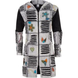 Dames Vest van Katoen zonder voering en vaste capuchon - SHAKALOHA - W Ganzz Long WhiteGrey XL.