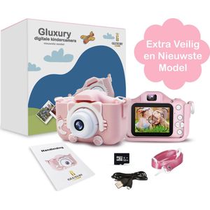 Gluxury Digitale Kindercamera Nieuwste Model HD 1080P 32 GB Inclusief Micro USB Kaart + SD Kaart – Nederlands - Fototoestel Voor Kinderen – Extra veilig - Vlog Camera – Nederlandstalig – USB Oplaadbaar – Roze – Digitaal Kinderfototoestel