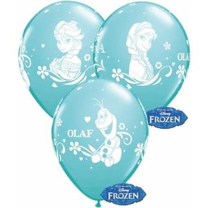 Blauwe Disney Frozen ballonnen setje van 6x stuks - Feestartikelen en kinder verjaardag versiering