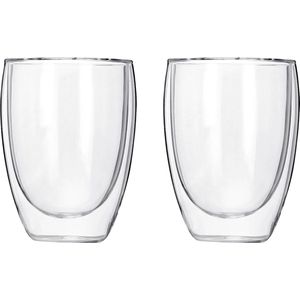 Krumble Koffie glas - Dubbelwandige glazen - Set van 2 - 300 ml - Koffieglazen - Theeglazen - Kopjes - Caffe latte glazen - Cappuccinoglazen - Vaatwasser bestendig - 8,8 x 8,8 x 11,5 cm