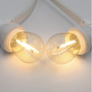 Lichtsnoer wit - 50 meter met 50 lampen - 1W LED filament - kleur van gloeilamp (2700K)