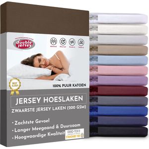 Double Jersey Hoeslaken - Hoeslaken 140x200+30 cm - 100% Katoen  Mokka