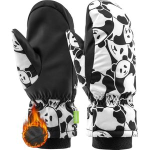 Qunature Skihandschoenen - Universeel Voor Kindere - Panda Design - Winddicht En Warm - Voor Outdoor Activiteiten In De Winter - Skien, Snowboarden, Schaatsen - Zwart - Maat L